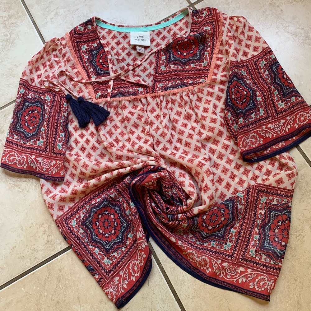 Knox Rose at Target Silk Boho Blouse